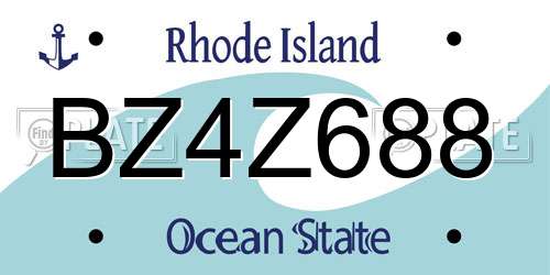 BZ4Z688 Rhode Island License Plate