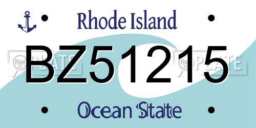 BZ51215 Rhode Island License Plate