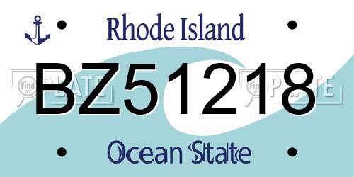 BZ51218 Rhode Island License Plate