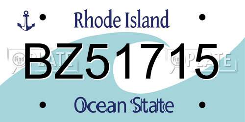 BZ51715 Rhode Island License Plate