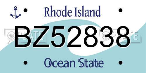 BZ52838 Rhode Island License Plate