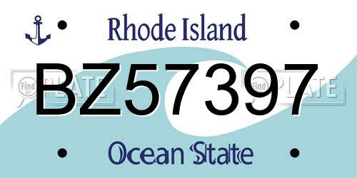 BZ57397 Rhode Island License Plate