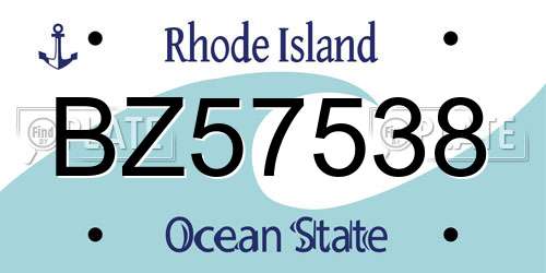 BZ57538 Rhode Island License Plate