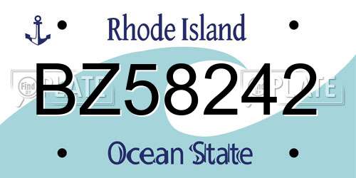 BZ58242 Rhode Island License Plate