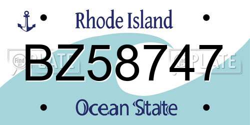 BZ58747 Rhode Island License Plate
