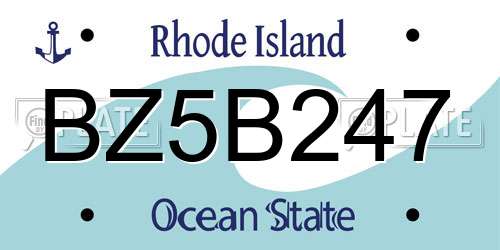 BZ5B247 Rhode Island License Plate