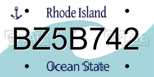 BZ5B742 Rhode Island License Plate