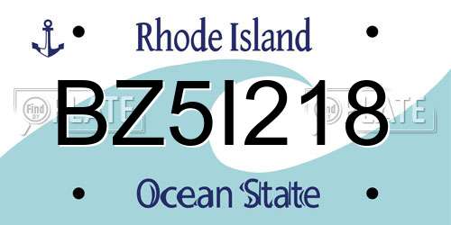 BZ5I218 Rhode Island License Plate