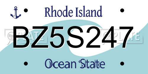 BZ5S247 Rhode Island License Plate