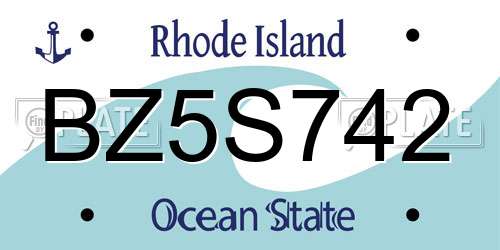 BZ5S742 Rhode Island License Plate