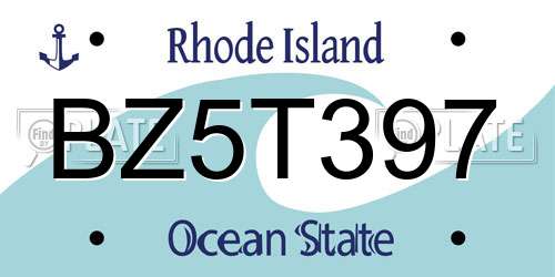 BZ5T397 Rhode Island License Plate