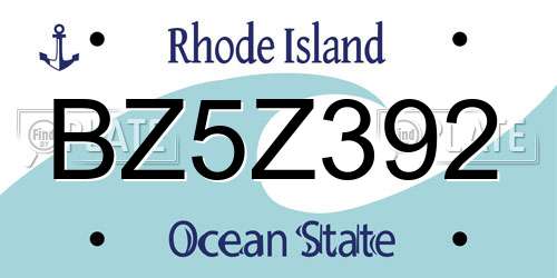 BZ5Z392 Rhode Island License Plate