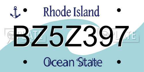 BZ5Z397 Rhode Island License Plate