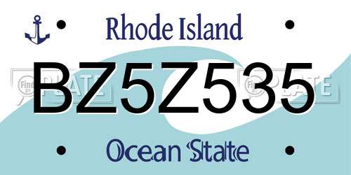 BZ5Z535 Rhode Island License Plate