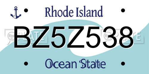 BZ5Z538 Rhode Island License Plate
