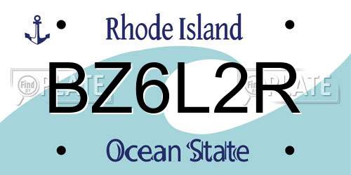 BZ6L2R Rhode Island License Plate