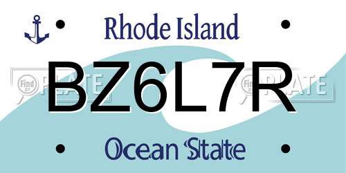 BZ6L7R Rhode Island License Plate