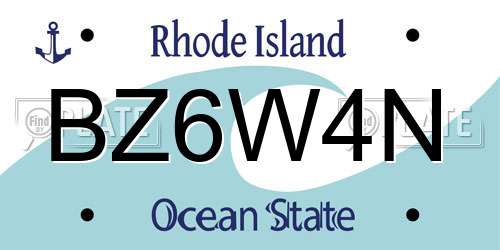 BZ6W4N Rhode Island License Plate