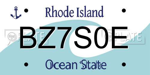BZ7S0E Rhode Island License Plate