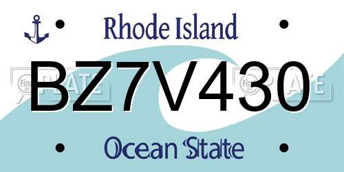 BZ7V430 Rhode Island License Plate