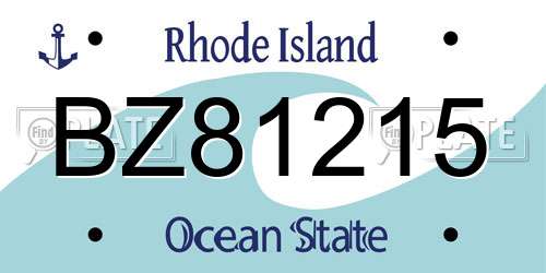 BZ81215 Rhode Island License Plate