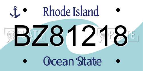 BZ81218 Rhode Island License Plate