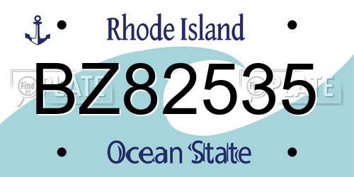BZ82535 Rhode Island License Plate