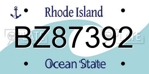 BZ87392 Rhode Island License Plate