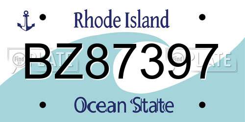 BZ87397 Rhode Island License Plate
