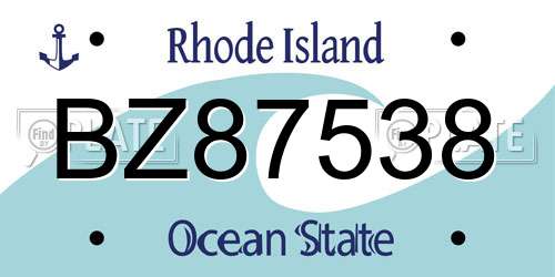 BZ87538 Rhode Island License Plate