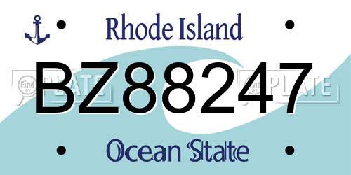 BZ88247 Rhode Island License Plate