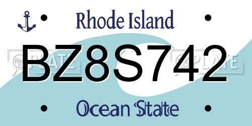 BZ8S742 Rhode Island License Plate