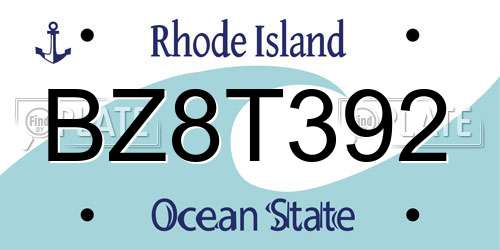 BZ8T392 Rhode Island License Plate