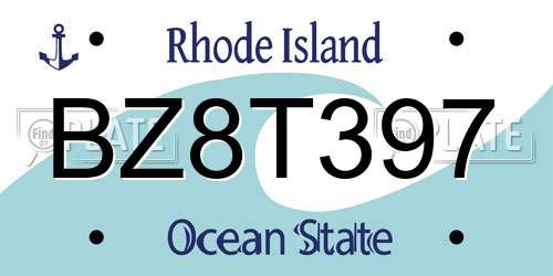 BZ8T397 Rhode Island License Plate