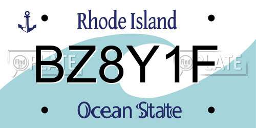 BZ8Y1F Rhode Island License Plate