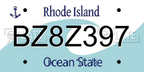 BZ8Z397 Rhode Island License Plate