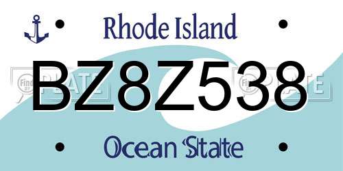 BZ8Z538 Rhode Island License Plate