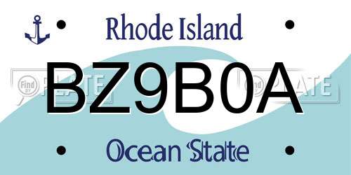 BZ9B0A Rhode Island License Plate
