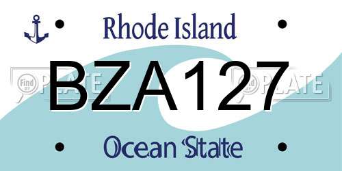 BZA127 Rhode Island License Plate