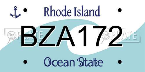 BZA172 Rhode Island License Plate