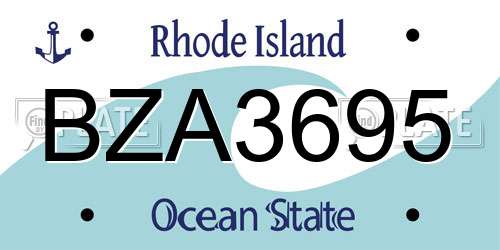 BZA3695 Rhode Island License Plate