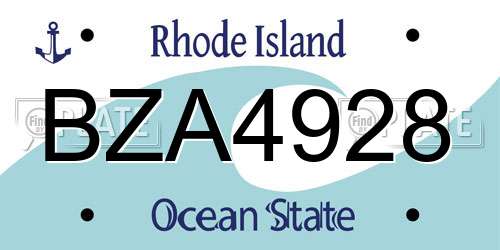 BZA4928 Rhode Island License Plate