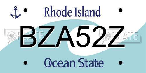 BZA52Z Rhode Island License Plate