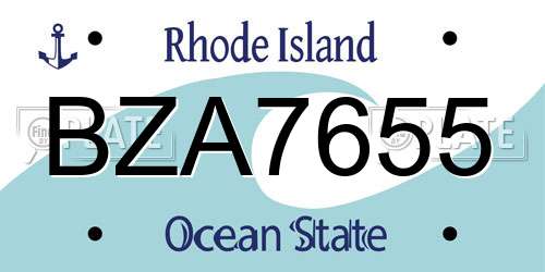 BZA7655 Rhode Island License Plate
