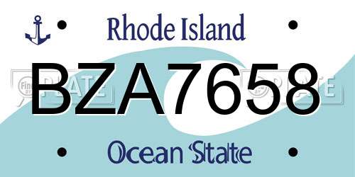 BZA7658 Rhode Island License Plate