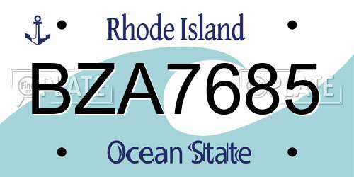 BZA7685 Rhode Island License Plate