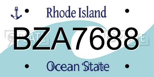 BZA7688 Rhode Island License Plate