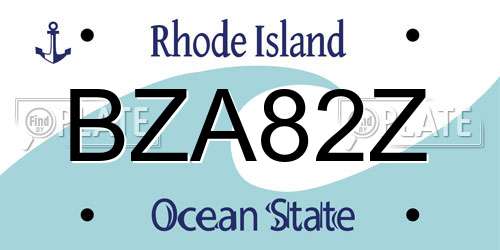 BZA82Z Rhode Island License Plate