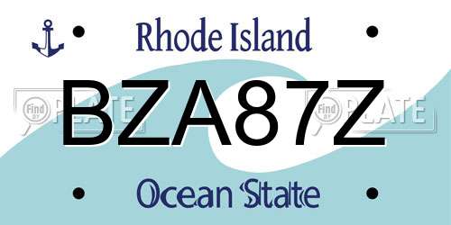 BZA87Z Rhode Island License Plate