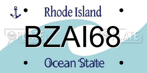 BZAI68 Rhode Island License Plate